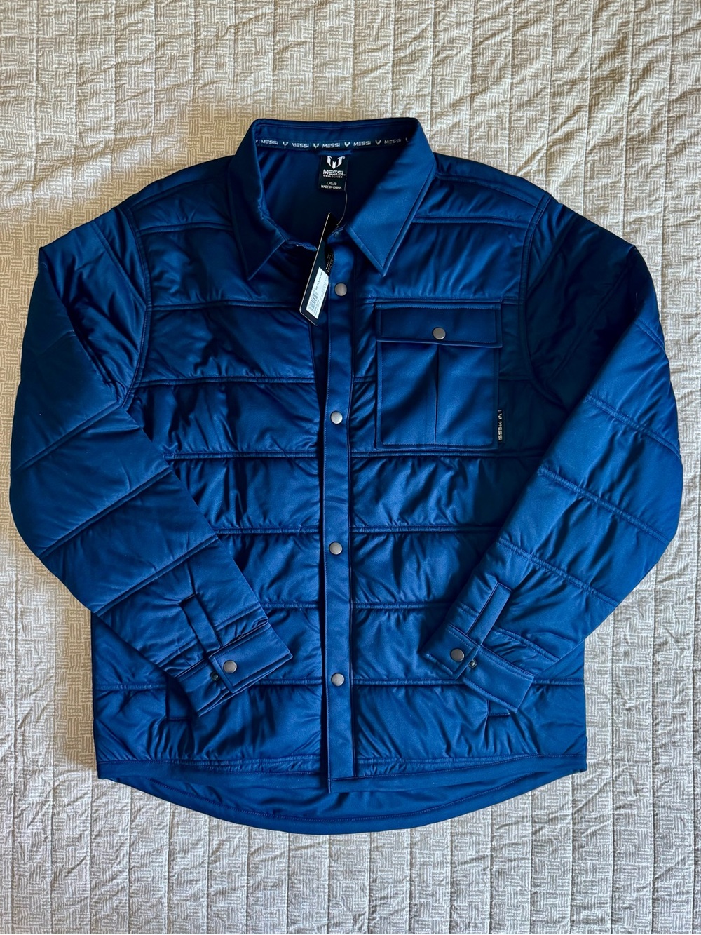 NWT Messi Collection Men's Water-Repellent Lightweight Puffer Shirt Jacket- L